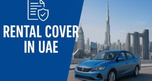 Infographic explaining rental car insurance options in the UAE including CDW, SCDW, and liability coverage