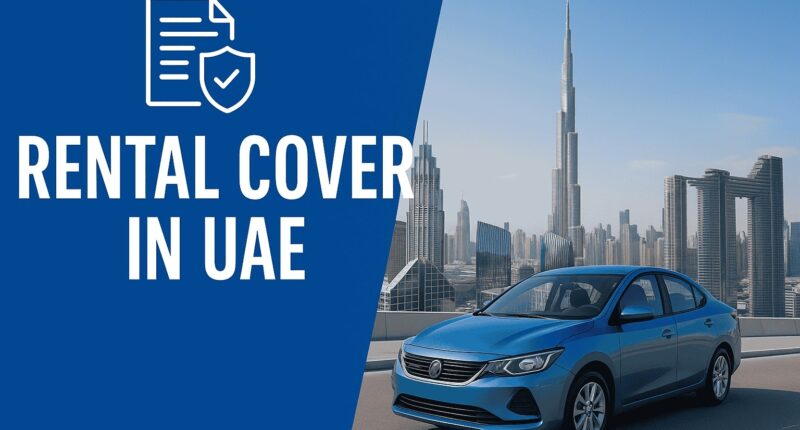 Infographic explaining rental car insurance options in the UAE including CDW, SCDW, and liability coverage