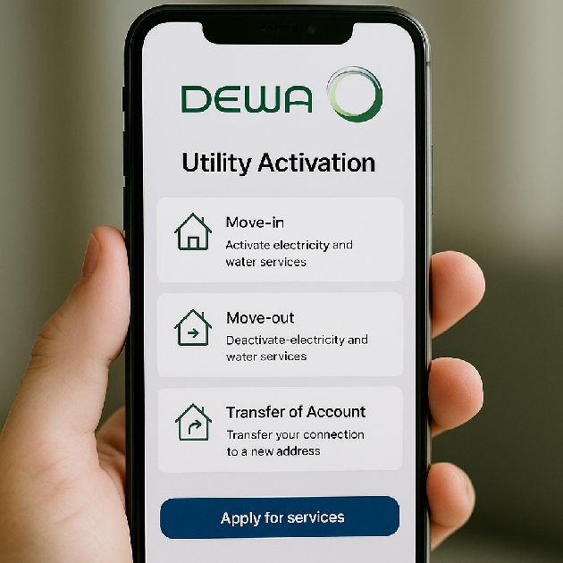 DEWA app for utility activation – essential services in Dubai