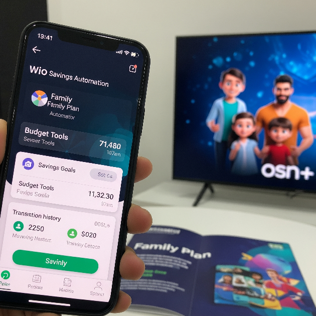 Banking app automating savings and bundled family services in Dubai