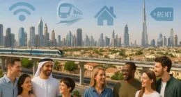 Diverse expats exploring top residential neighborhoods in Dubai