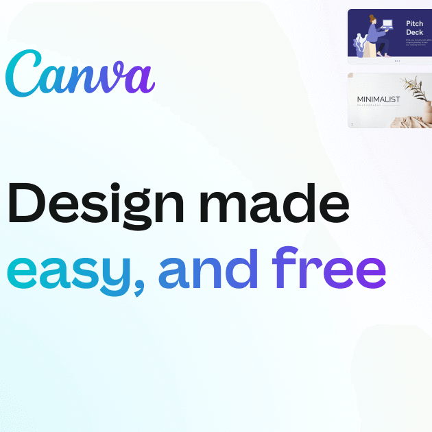 Canva editor with logo and pitch deck design templates