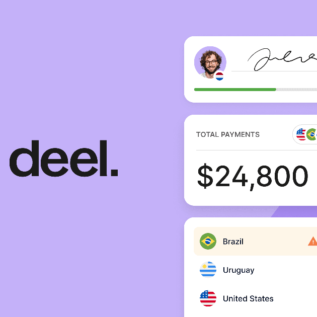 Deel dashboard managing international contractor payments