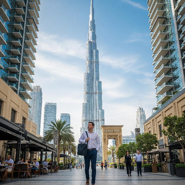 Luxury expat lifestyle in Downtown Dubai near Burj Khalifa