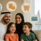 Happy Dubai family using budget tools to manage monthly expenses