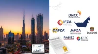 Split-screen comparison of Free Zone and Mainland business setup in Dubai
