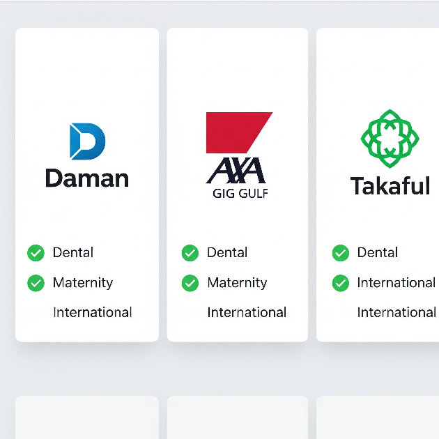 Daman, AXA, and Takaful health insurance options in Dubai