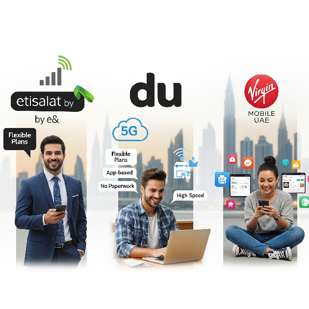 Comparison of Etisalat, Du, and Virgin Mobile UAE showing their appeal to professionals, expats, and tech-savvy users