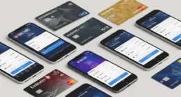 Expats opening bank accounts in Dubai using smartphones with digital banking apps