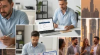 Split-screen showing expats in Dubai facing housing, visa, and cultural challenges