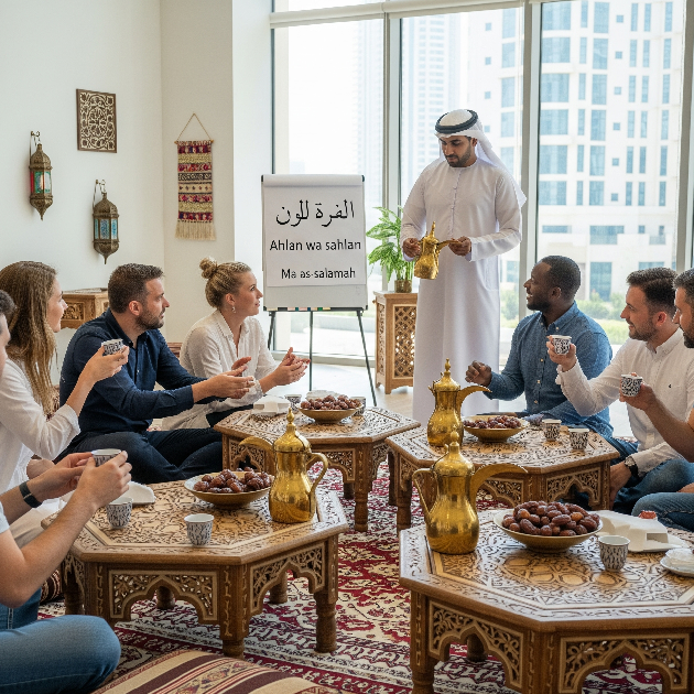 Expats learning about Emirati culture at a workshop in Dubai