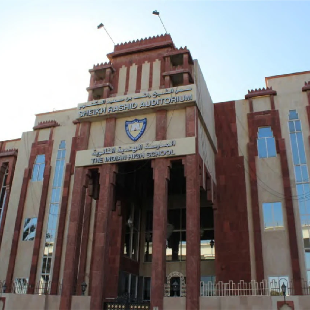 Students at The Indian High School Dubai participating in classroom and extracurricular activities on a large campus