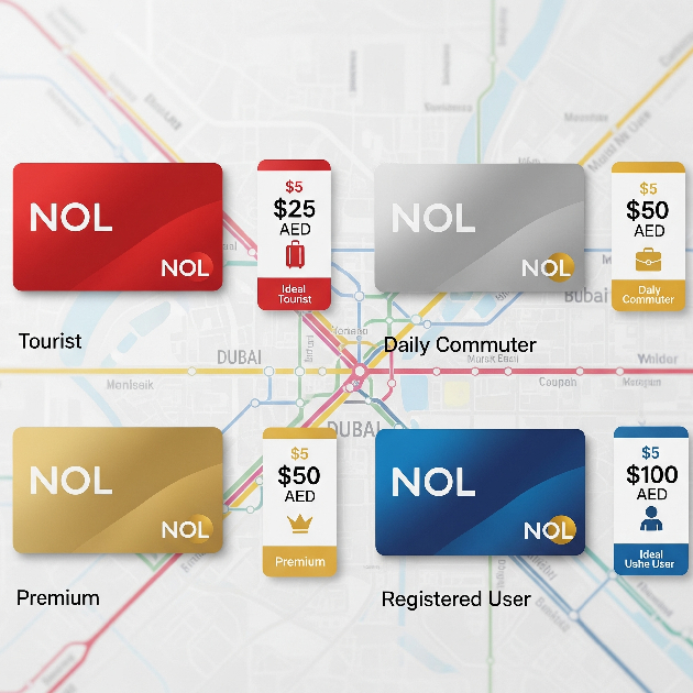Types of Nol cards used in Dubai public transport