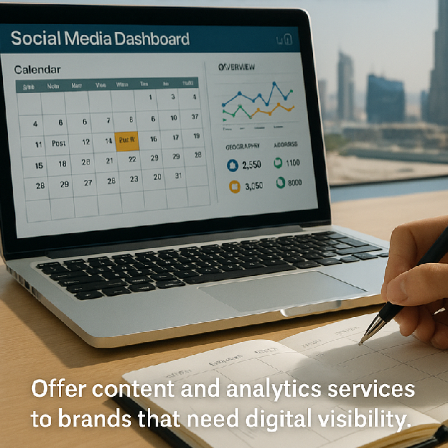 Social media manager planning content strategy for UAE business