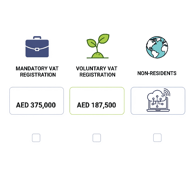UAE VAT registration types with thresholds and categories explained